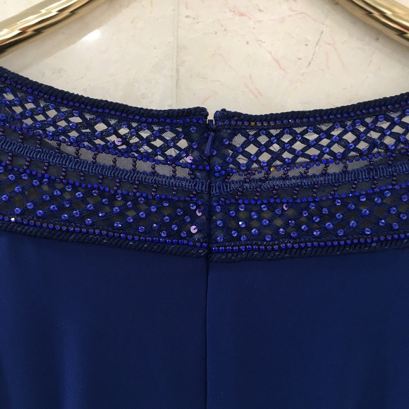 BADGLEY MISCHKA {6} Cocktail Dress Blue Beaded ⭐️HP⭐️ - Picture 5 of 14